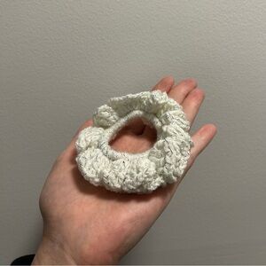 Chic White Crochet Hair Scrunchie